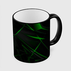 Кружка 3D Зелёные узоры текстура, цвет: 3D-черный кант