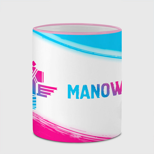 Кружка цветная Manowar neon gradient style по-горизонтали / 3D-Розовый кант – фото 2