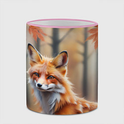 Кружка 3D Рыжая лисица в осеннем лесу, цвет: 3D-розовый кант — фото 2