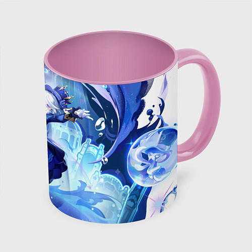 Кружка цветная Genshin Impact Furina / 3D-Белый + розовый – фото 1