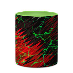 Кружка 3D Зелёные трещины узоры, цвет: 3D-белый + светло-зеленый — фото 2