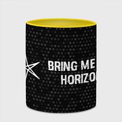 Кружка 3D Bring Me the Horizon glitch на темном фоне по-гори, цвет: 3D-белый + желтый — фото 2