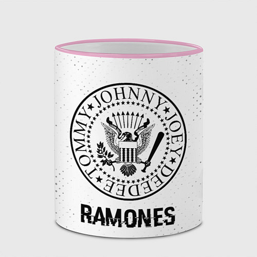 Кружка цветная Ramones glitch на светлом фоне / 3D-Розовый кант – фото 2