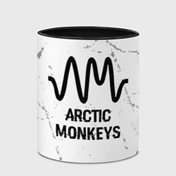 Кружка 3D Arctic Monkeys glitch на светлом фоне, цвет: 3D-белый + черный — фото 2