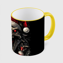 Кружка 3D Злой новогодний дракон, цвет: 3D-желтый кант