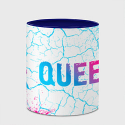 Кружка 3D Queen neon gradient style по-горизонтали, цвет: 3D-белый + синий — фото 2