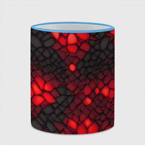 Кружка цветная Красный трескающийся камень / 3D-Небесно-голубой кант – фото 2