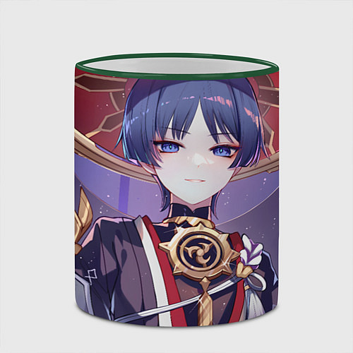 Кружка цветная Genshin Impact Scaramouche / 3D-Зеленый кант – фото 2