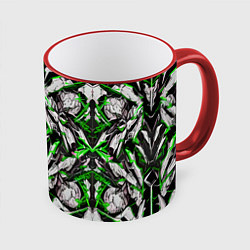 Кружка 3D Зелёная кибернетическая броня, цвет: 3D-красный кант