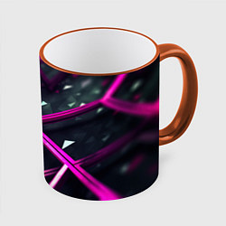 Кружка 3D Фиолетовая абстрактная конструкция, цвет: 3D-оранжевый кант