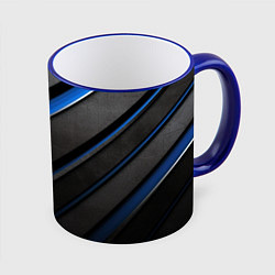 Кружка 3D Black blue lines, цвет: 3D-синий кант