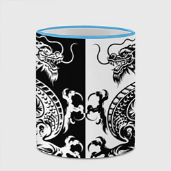Кружка 3D Черный и белый дракон, цвет: 3D-небесно-голубой кант — фото 2
