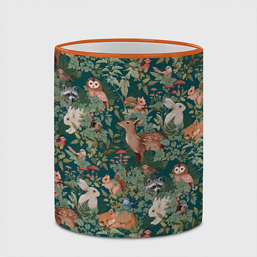Кружка цветная Goblincore - лес зверей / 3D-Оранжевый кант – фото 2