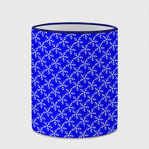 Кружка цветная Паттерн снежинки синий / 3D-Синий кант – фото 2