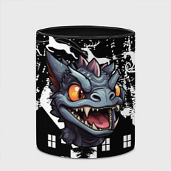 Кружка 3D Злой дракон на черном фоне, цвет: 3D-белый + черный — фото 2