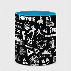 Кружка 3D Fortnite alllogo black, цвет: 3D-белый + небесно-голубой — фото 2