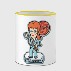 Кружка 3D David Bowie - Life on Mars, цвет: 3D-желтый кант — фото 2