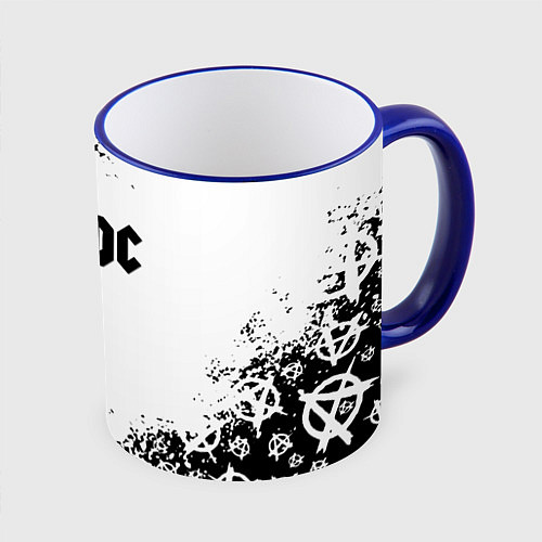 Кружка цветная AC DC anarchy rock / 3D-Синий кант – фото 1