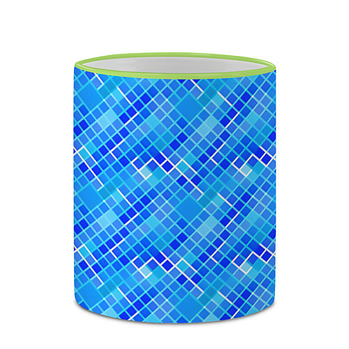 Кружка цветная Синяя сетка / 3D-Светло-зеленый кант – фото 2
