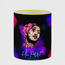 Кружка 3D Lil peep рэп неоновый градиент, цвет: 3D-желтый кант — фото 2