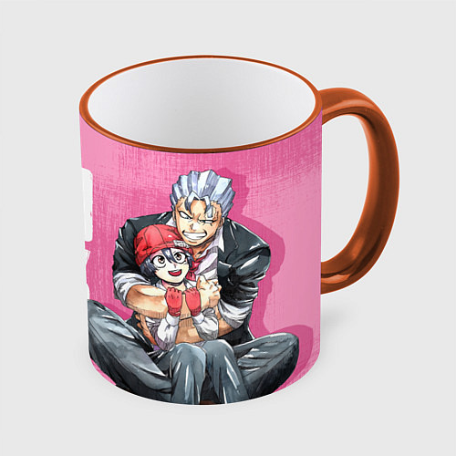 Кружка цветная Нежити не повезло / 3D-Оранжевый кант – фото 1