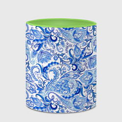 Кружка 3D Гжельская роспись на белом фоне, цвет: 3D-белый + светло-зеленый — фото 2
