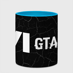 Кружка 3D GTA 6 glitch на темном фоне по-горизонтали, цвет: 3D-белый + небесно-голубой — фото 2