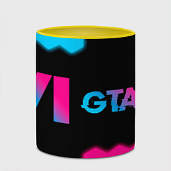 Кружка 3D GTA 6 - neon gradient по-горизонтали, цвет: 3D-белый + желтый — фото 2