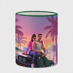 Кружка 3D Люсия с парнем gta 6, цвет: 3D-зеленый кант — фото 2