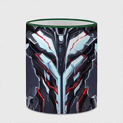 Кружка 3D Красный кибер доспех, цвет: 3D-зеленый кант — фото 2