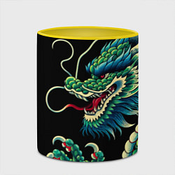 Кружка 3D Japanese irezumi - dragon, цвет: 3D-белый + желтый — фото 2