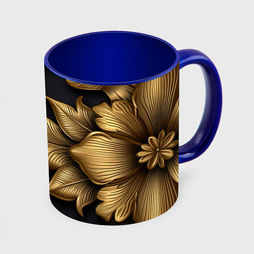 Кружка цветная Золотой герб России / 3D-Белый + синий – фото 1