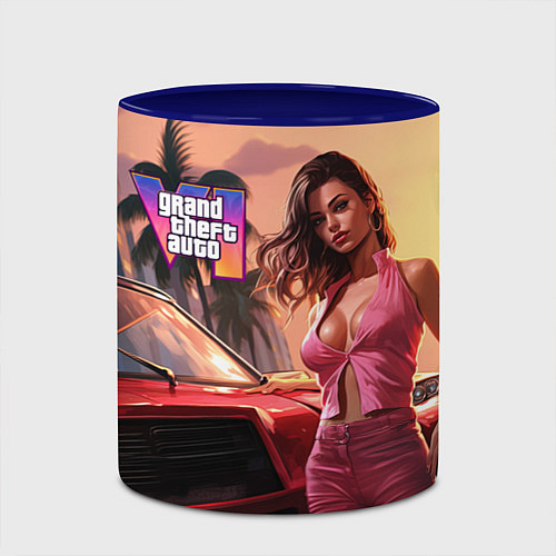 Кружка цветная GTA 6 girl vice city / 3D-Белый + синий – фото 2