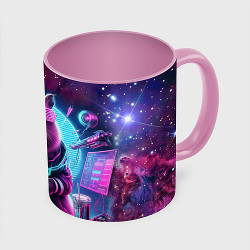 Кружка цветная Загадочный мир геймера - капибара / 3D-Белый + розовый – фото 1