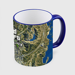 Кружка 3D GTA 5 карта, цвет: 3D-синий кант