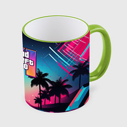 Кружка 3D GTA 6 summer abstract, цвет: 3D-светло-зеленый кант
