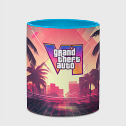 Кружка 3D GTA 6 retro abstract logo, цвет: 3D-белый + небесно-голубой — фото 2