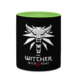 Кружка 3D The Witcher белое лого гейм, цвет: 3D-белый + светло-зеленый — фото 2