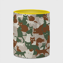 Кружка 3D Кошки - камуфляж, цвет: 3D-белый + желтый — фото 2