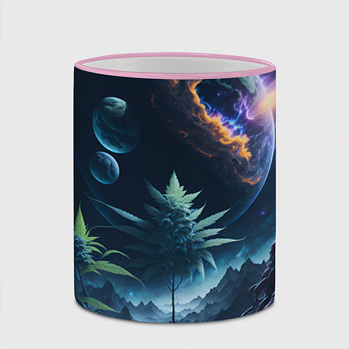 Кружка цветная Вид на землю с другой планеты / 3D-Розовый кант – фото 2