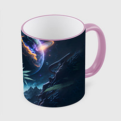Кружка 3D Вид на землю с другой планеты, цвет: 3D-розовый кант