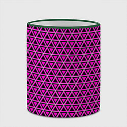 Кружка 3D Розовые и чёрные треугольники, цвет: 3D-зеленый кант — фото 2