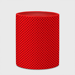 Кружка 3D Красный в чёрный маленький горошек, цвет: 3D-белый + красный — фото 2