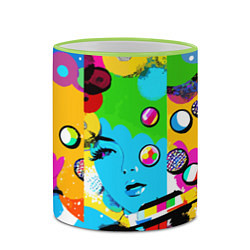 Кружка 3D Girls face - pop art, цвет: 3D-светло-зеленый кант — фото 2