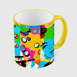 Кружка 3D Girls face - pop art, цвет: 3D-желтый кант