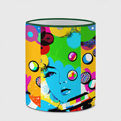 Кружка 3D Girls face - pop art, цвет: 3D-зеленый кант — фото 2