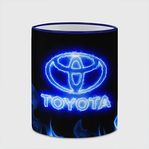 Кружка цветная Toyota neon fire / 3D-Синий кант – фото 2