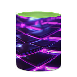 Кружка 3D Фиолетовая неоновая плитка, цвет: 3D-белый + светло-зеленый — фото 2