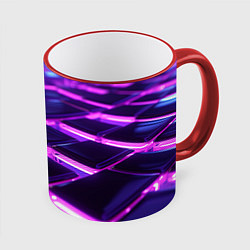 Кружка 3D Фиолетовая неоновая плитка, цвет: 3D-красный кант