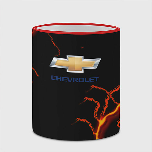 Кружка цветная Chevrolet лого шторм / 3D-Красный кант – фото 2